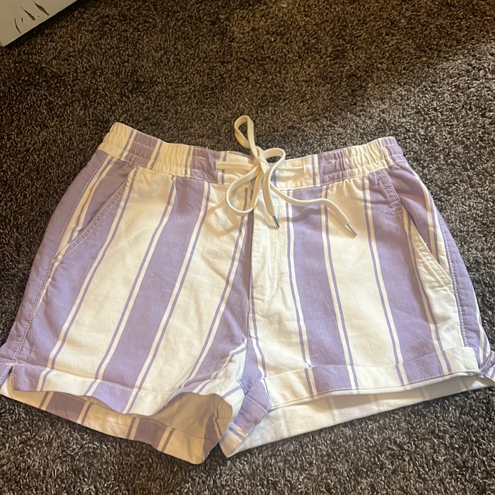 Purple and cream striped shorts